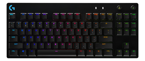 Teclado gamer Logitech G Pro Series G Pro QWERTY GX Blue Clicky inglés US color negro con luz RGB