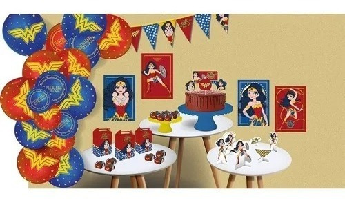 Festa Mulher Maravilha Kit Decoração Só Um Bolinho Festcolor