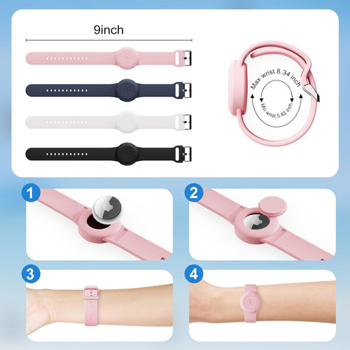 Pulsera Airtag Impermeable Hlhgr Para Ninos, Pulsera Airt...