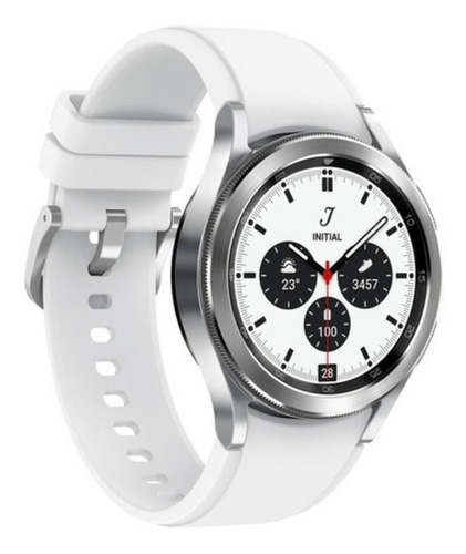 Imagen 2 de 5 de Samsung Galaxy Watch4 Classic (Bluetooth) 1.2" caja 42mm de acero inoxidable silver, malla silver de fluoroelastómero y bisel black de acero inoxidable SM-R880