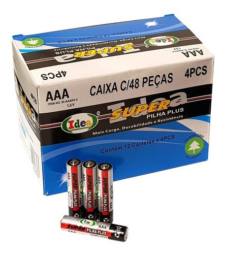 Pilha Aaa Palito Comum Super Plus Caixa C/ 48 Unidades