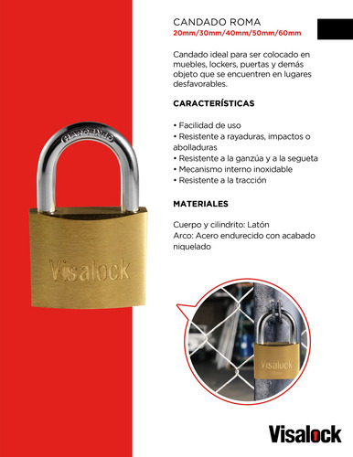 Candado Roma Visalock Latón 60mm