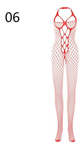 Bodystocking Malla Lenceria Sexy Baby Doll Red