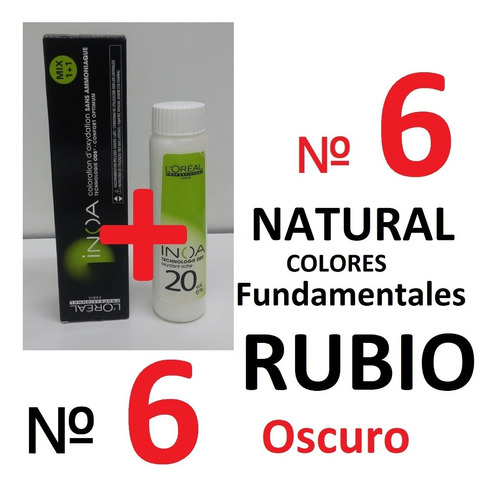 Kit Loreal Tintura Inoa Num.6 Sin Amoniaco 60 G + Revel 60 G