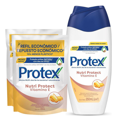 Kit Sabonete Líquido Protex Nutri Protect Vitamina E + Refil