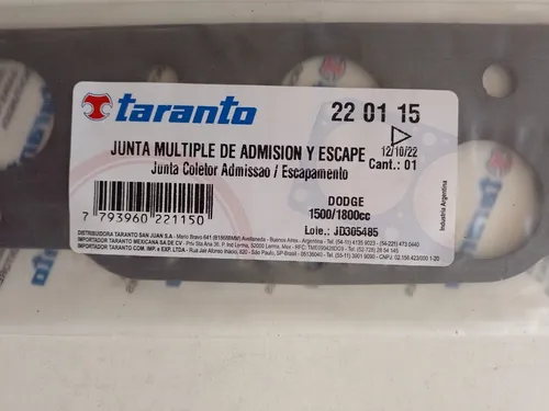 Juntas De Múltiple De Admisión Y Escape - Dodge 1500-1800cc
