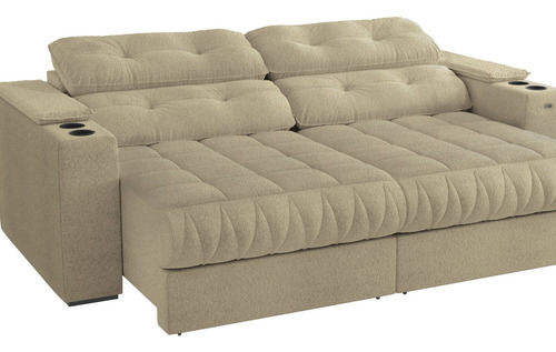 Sofá 260cm Com Porta Copos Retrátil E Reclinável Wt