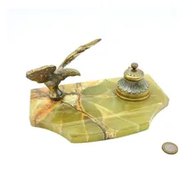 Comprar Escribania Tintero Antiguo Onix Aguila Bronce - Escritorio
