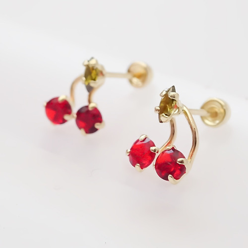 Amor Eterno - Broqueles / Cereza Par / Aretes / Oro 10k
