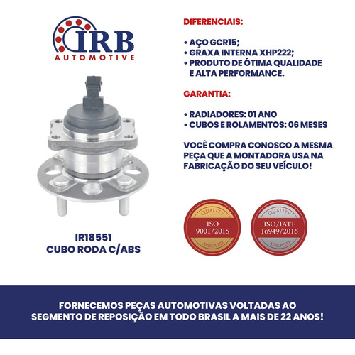 Cubo Roda Traseiro C/ Abs Hyundai Hb20 1.0 1.6 2020 Adiante