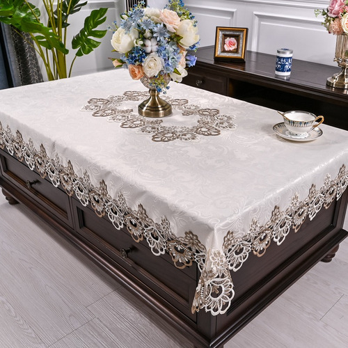 Mantel Rectangular Blanco Para Mesa De Comedor