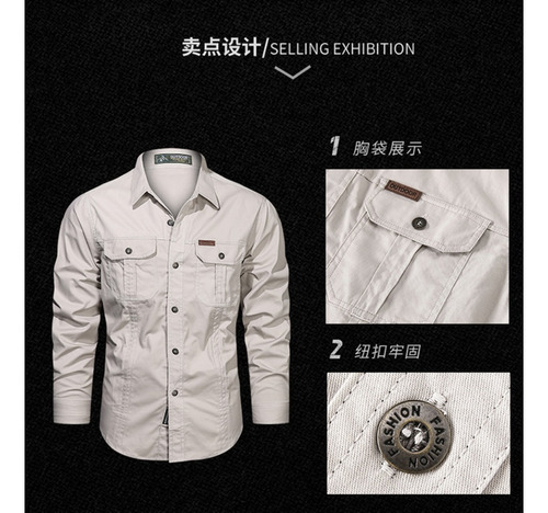 Camisa Informal De Hombres Con Dos Bolsillos