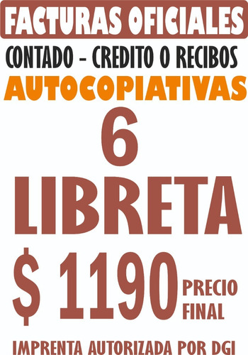 6 Libreta De Facturas Boletas Imprenta Autorizada Por Dgi.