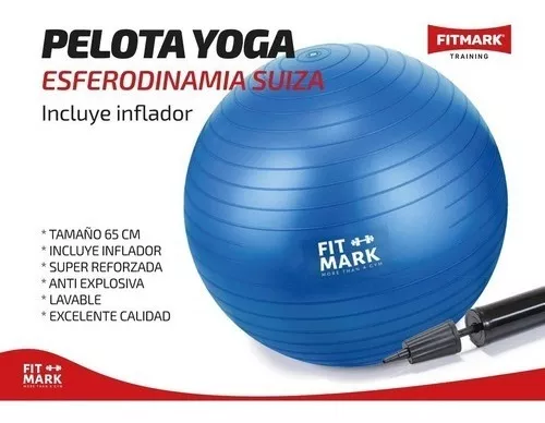 Pelota Yoga 65 + Mat 4 Mm + Inflador