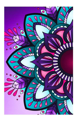 Vinilo 80x120cm Mandala Lila Violeta Color Rosas Dibujo P1