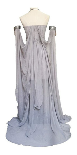 Xfang Women's Chiffon Dress Halloween Cosplay Costume Grey 