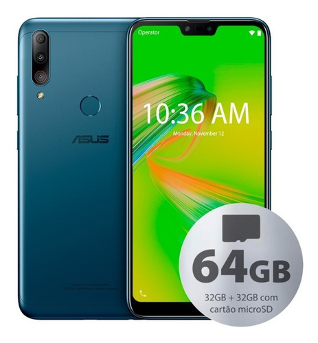 Celular Asus Zb634kl Zenfone Max Shot 64gb (32gb+32gb) Azul