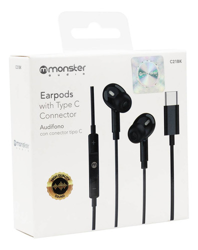 Audífonos Monster Audio Usb-c Con Microfono C21wt Negro