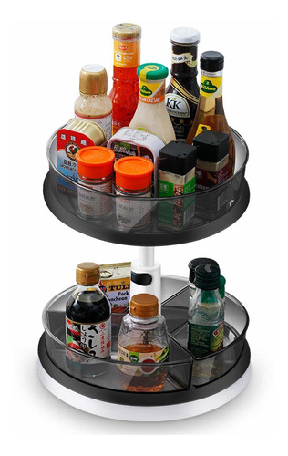 Asojoy 2 Niveles Antideslizante Lazy Susan Altura Ajustable 