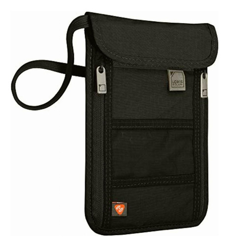 Lewis N. Clark Rfid Cuello Stash, Rfid Con Bloqueo, Negro