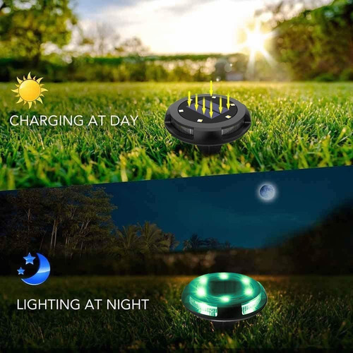 4 Luces Solares De Jardín Rgb, 10 Led+resistente Al Agua
