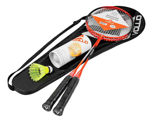 Kit Badminton Com 2 Raquetes De Aço 3 Petecas De Nylon e Bolsa Vollo Lazer
