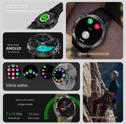 Smartwatch Svs Sh-v35 Aço Inox Dlc Bluetooth Gps