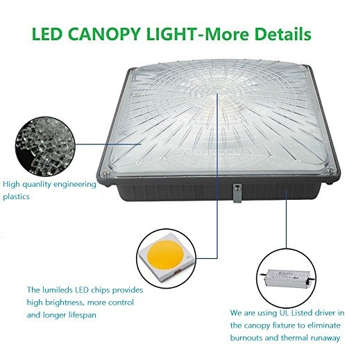 Luz Led Canopy 45 W 65 W 5000 K 5 Años De Garantia 6500watt