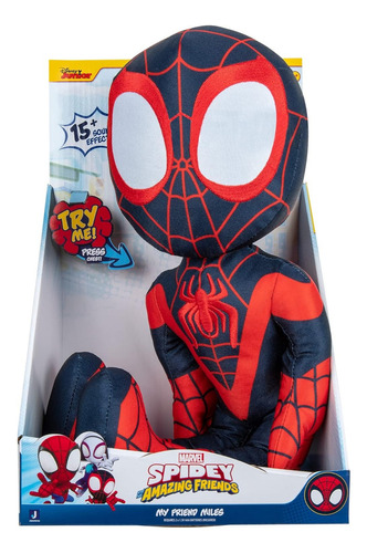 Spidey Y Sus Sorprendentes Amigos Peluche 15 Sonidos 40 Cm! Color Miles Morales