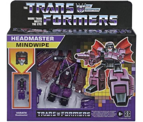 Transformers Retro Decepticon Headmaster Mindwipe With Vorat