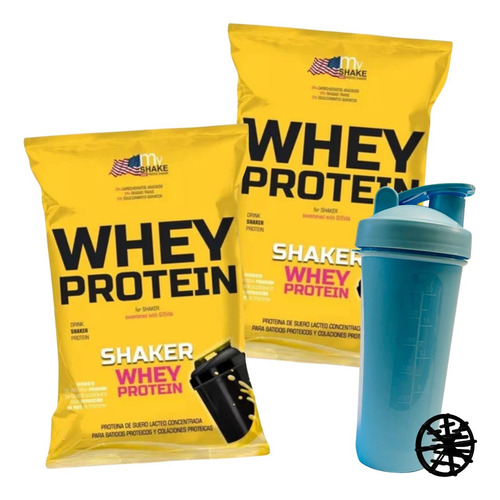 2 Whey Protein Proteina My Shake Con Stevia + Shaker 600ml 