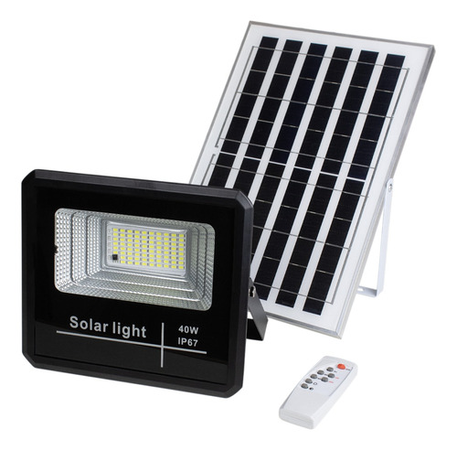 Lampara Solar Reflector Jardin 40w + Control Remoto Exterior