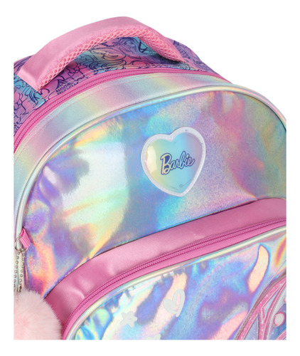 Mochila Barbie E Estojo Fada Holográfico Rosa - Luxcel