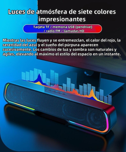 Barra De Sonido Soundbar Bluetooth Gamer Con Luces Rgb