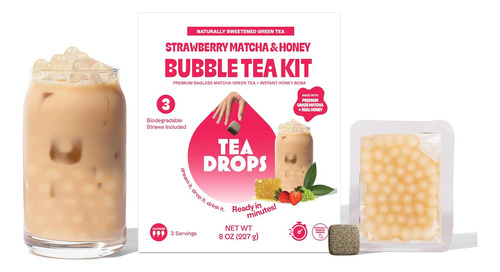 Tea Drops Kit De Té De Burbujas De Miel De Fresa Matcha, Té 