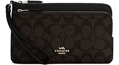 Coach Signature - Cartera De Pvc Con Doble Cremallera