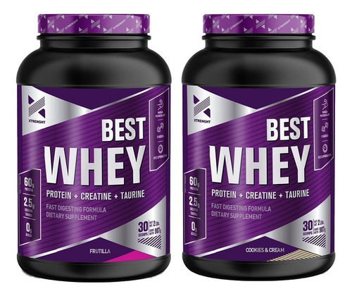 Xtrenght Best Whey Protein 2 Lb X 2 Unidades Potenciada Sabor Cookies/frutilla