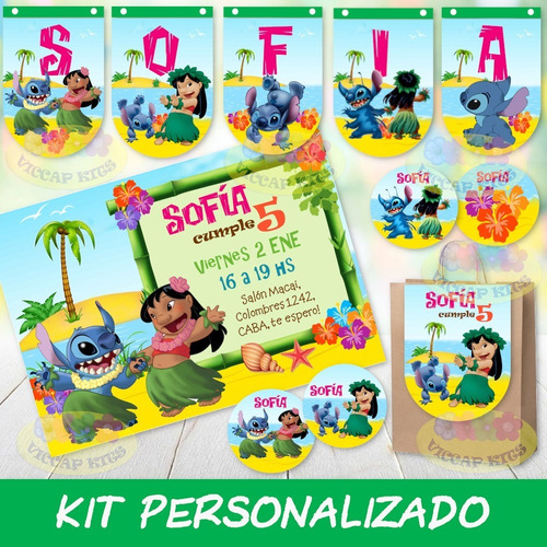 Kit Imprimible Lilo Y Stitch Invitaciones Personalizado