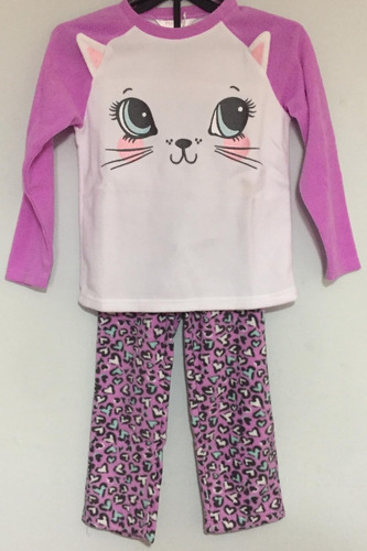 Pijama De Polar  - Diseño Gatita Marca Flores