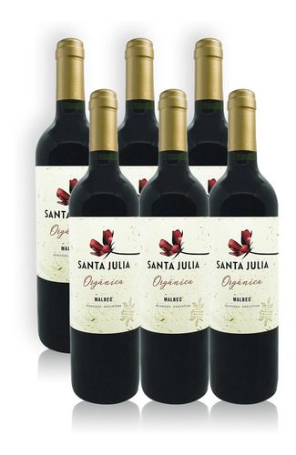 Vino Santa Julia Orgánica Malbec Caja X6 750ml Maipú Mendoza