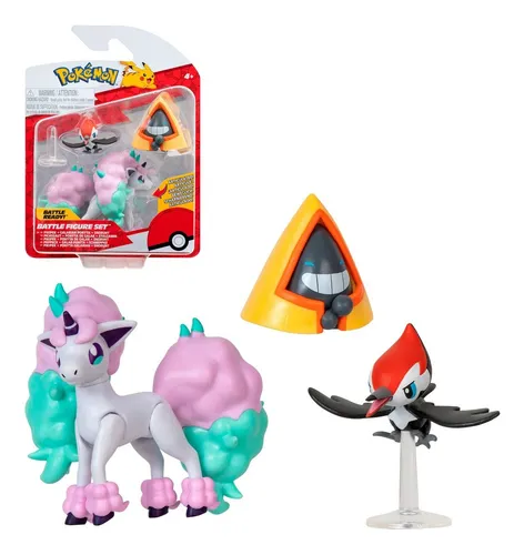 Set 3 Figuras Pokemon Ponyta De Galar, Pikiopek, Snornt