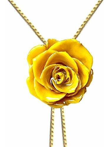 Collar - Sunne Tropical 1 Real Rose Pendant Necklace 18 Inch