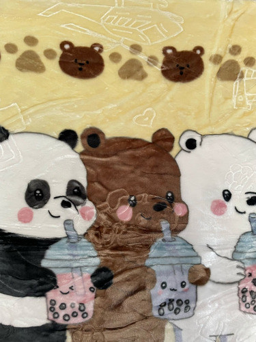 Cobertor Cunero Para Bebe 100x120cm Extra Suave Calientito Tres Osos Beige Lisa