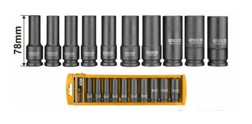 Set Dados De Impacto 1/2 Largos 10 Pcs Ingco