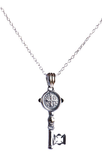 Conjunto De Cadena En Plata (44cm) Y Llave De San Benito En