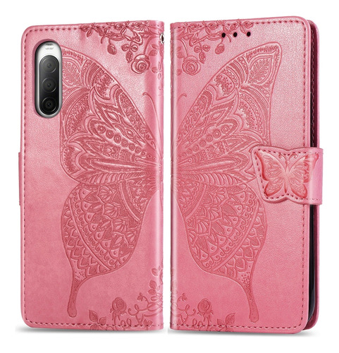 Para Sony Xperia 10 Ii Butterfly Love Flower Embossed Horizo