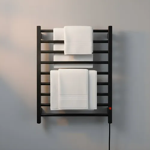 Foto real de Toalheiro Termico Aluminio Preto 110/220V Bivolt Electrowood Preto
