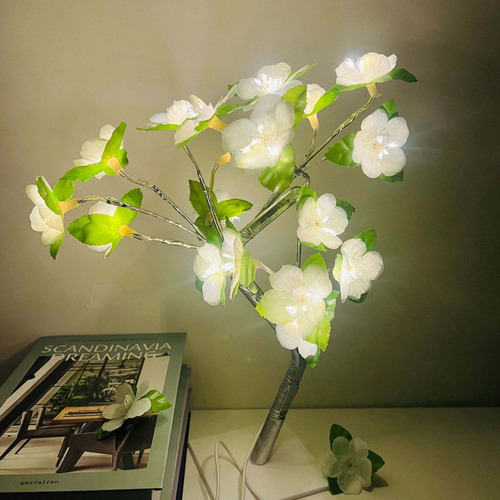 Luz De Noche De Rosa Con Luz De Árbol De Flor De Cerezo Led