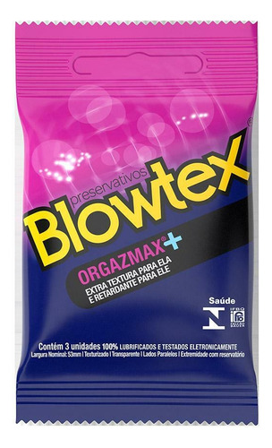 Preservativo Lubrificado Blowtex Orgazmax Pacote 3 Unidades