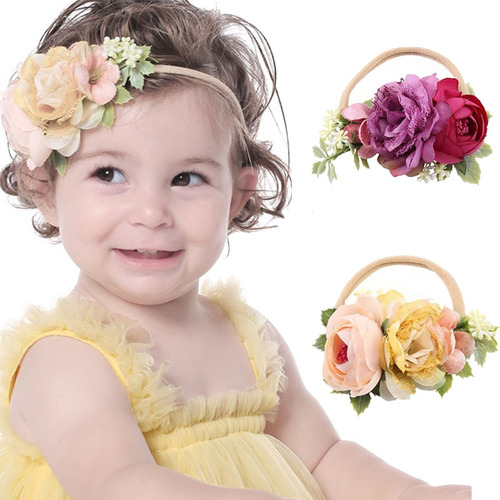 Diadema De Flores Para Bebés Niñas Vincha Headwrap Tiaras